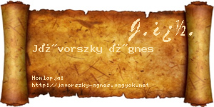Jávorszky Ágnes névjegykártya