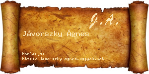 Jávorszky Ágnes névjegykártya